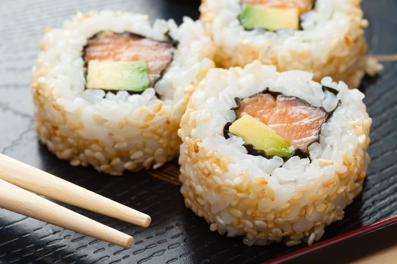 California Roll made by easy sushi machine
