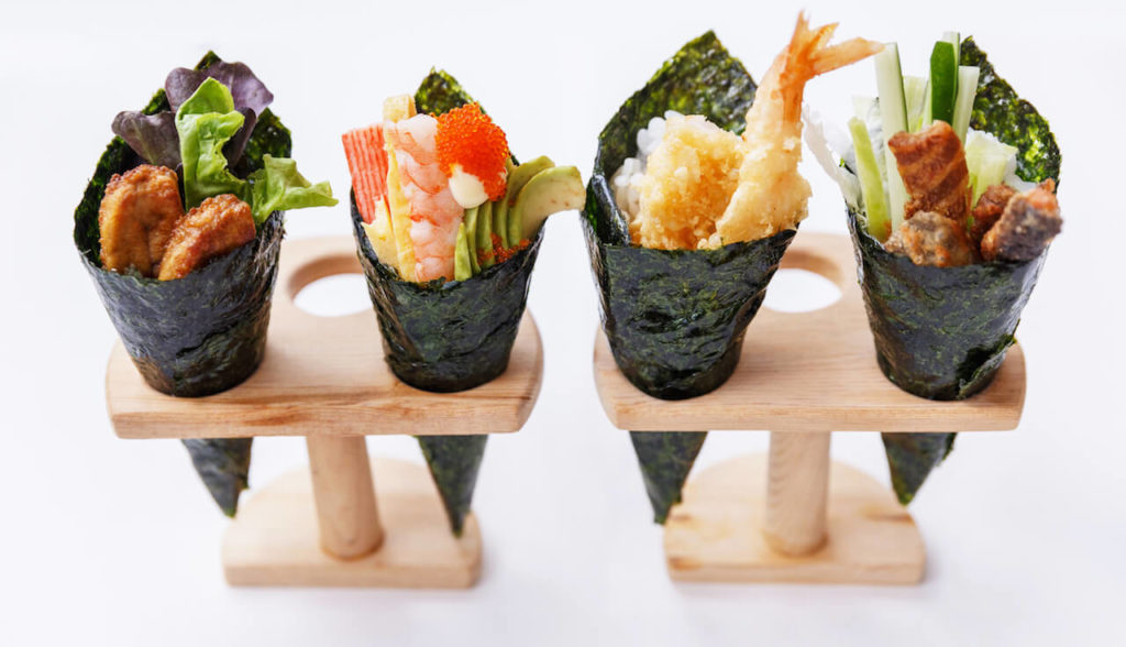 Japanese Temaki: Can be served as Sushi without rice