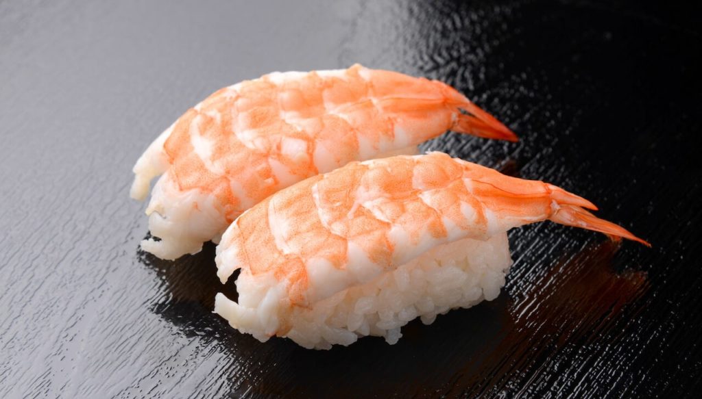 Cooked shrimp nigiri sushi