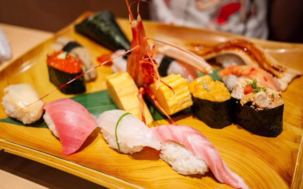 A plate of delicious nigiri sushi 
