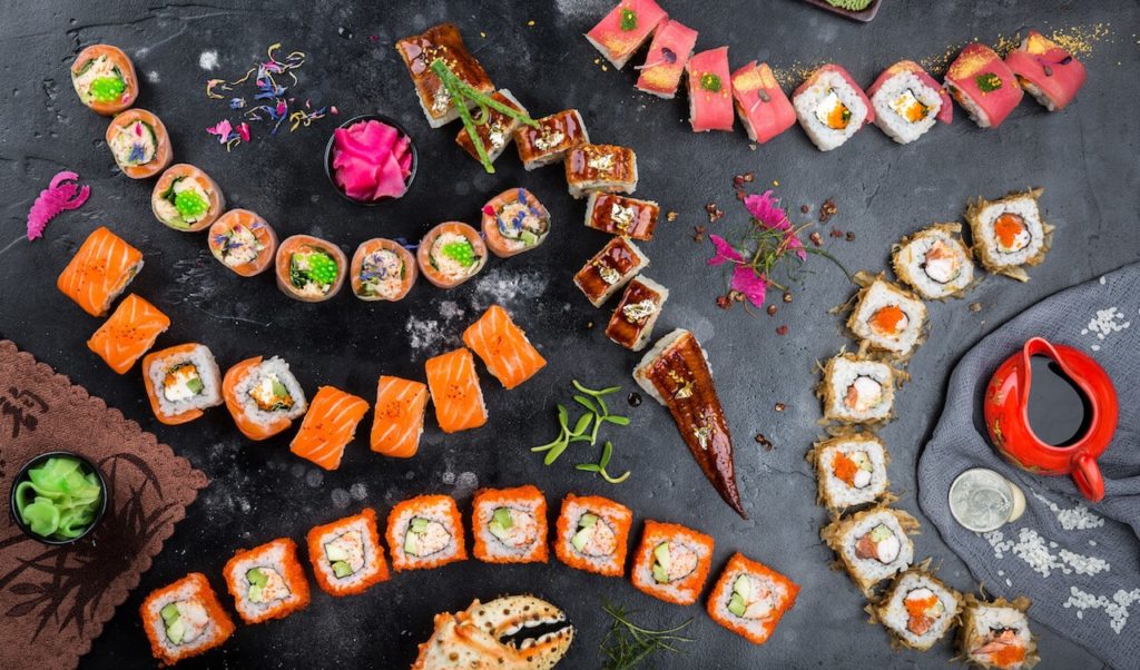 sushi rolls made by a sushi machinr
