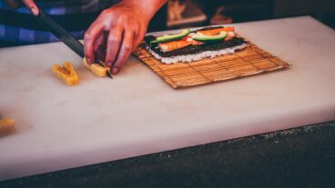 A chef preparing Japanese sushi