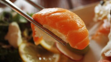 Salmon Sushi made using Sushi machine