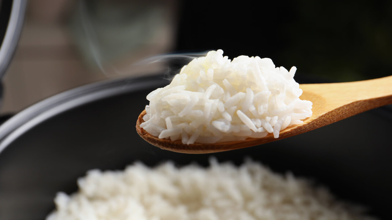 Japanese Rice Cooker with freshly cooked rice