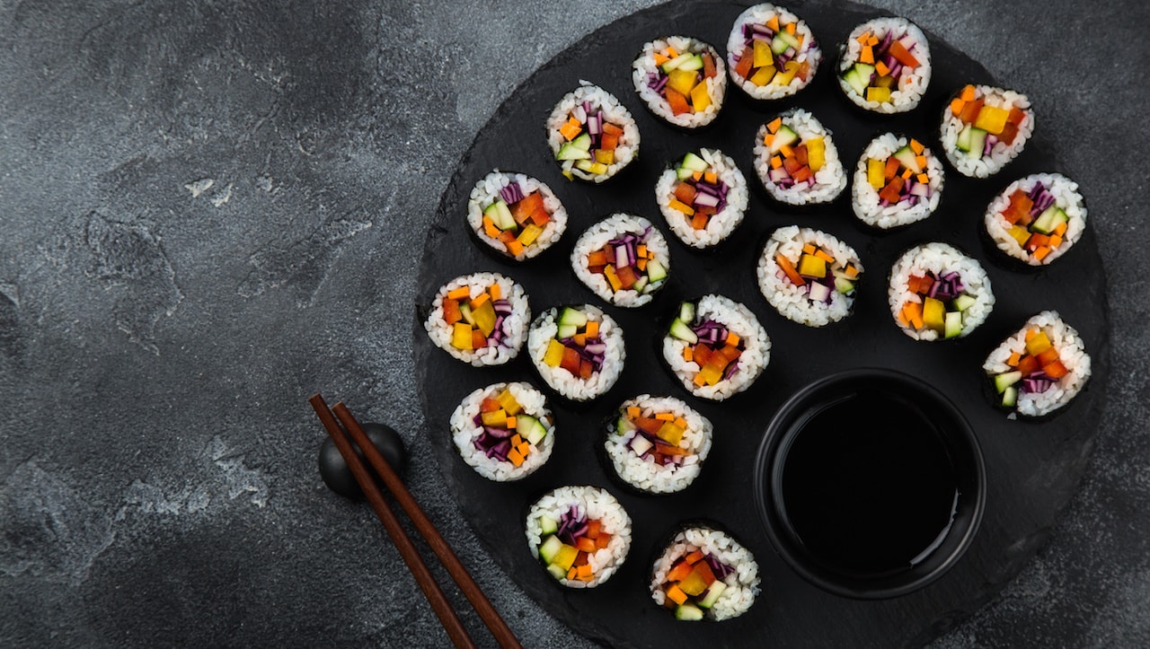 Delicious Vegan Rainbow Sushi