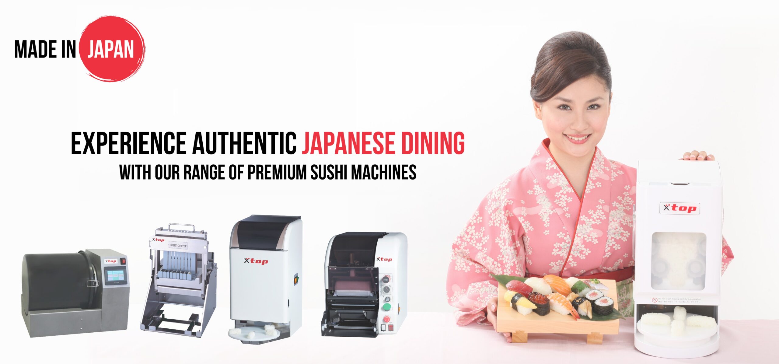 Chef finishing a plate of sushi made with sushi machines