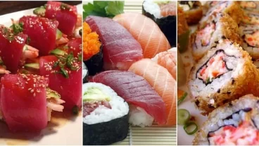 Different varieties of sushi